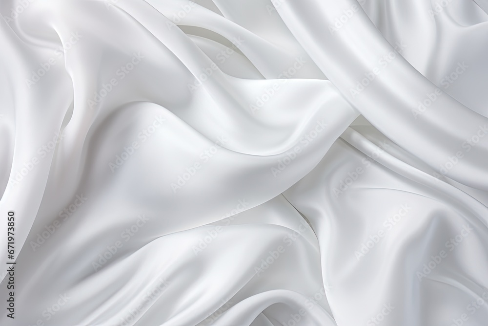 Polar Silk: Soft Waves on White Cloth - Abstract Background Display