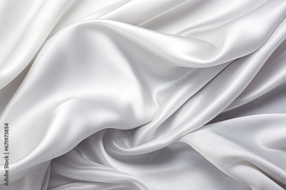 Platinum Purity: White Gray Satin Texture Silk Panorama