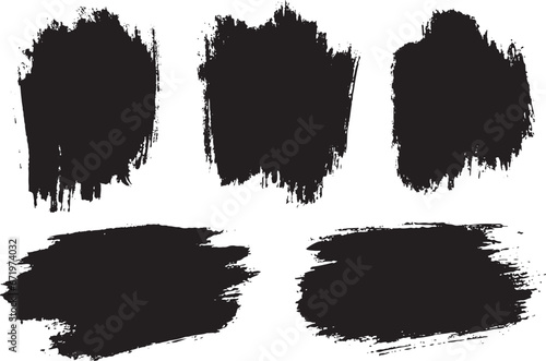 Grunge effect black ink brush stroke collection