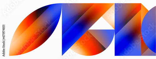 Serene gradient template. Circles and triangles mingle in minimalist perfection. Gentle fusion of forms and hues creates balanced yet captivating backdrop, embodying modern sophistication