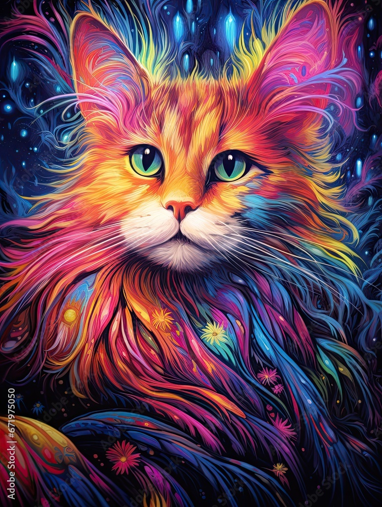 Psychedelic Cat Art: Journey to the Furry Dimension Psychedelic Cat Art: Journey to the Furry Dimension