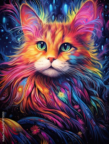Psychedelic Cat Art  Journey to the Furry Dimension