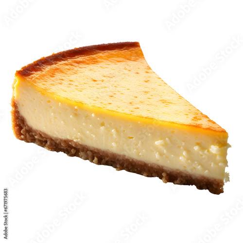 Piece of cheesecake isolated on transparent background.