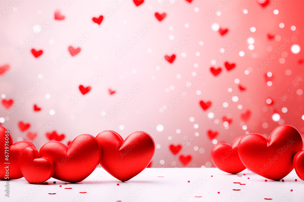 Valentine's Mother's or Women's Day greeting card banner or poster template. Holidays background. Pink background with lovely red hearts Valentine's Mother's or Women's Day greeting card banner or poster template. Holidays background. Pink background with lovely red hearts
