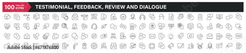 Testimonial, feedbac, review and dialogue thin line icons. Editable stroke. For website marketing design, logo, app, template, ui, etc. Vector illustration. photo