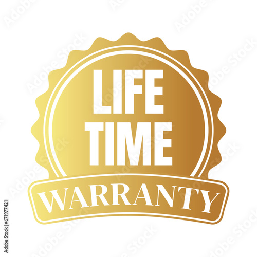 lifetime warranty logo with golden shield and golden ribbon.Vector illustration.