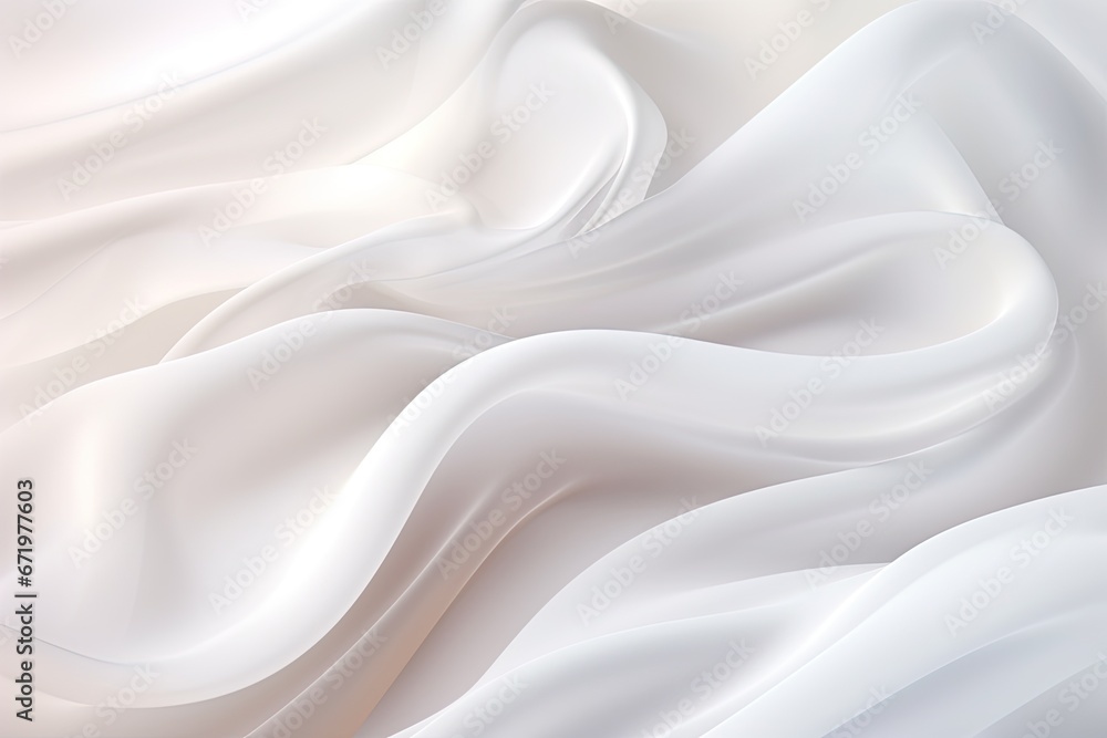 Fototapeta premium Satin Illusion: Abstract Soft Waves on White Cloth Background