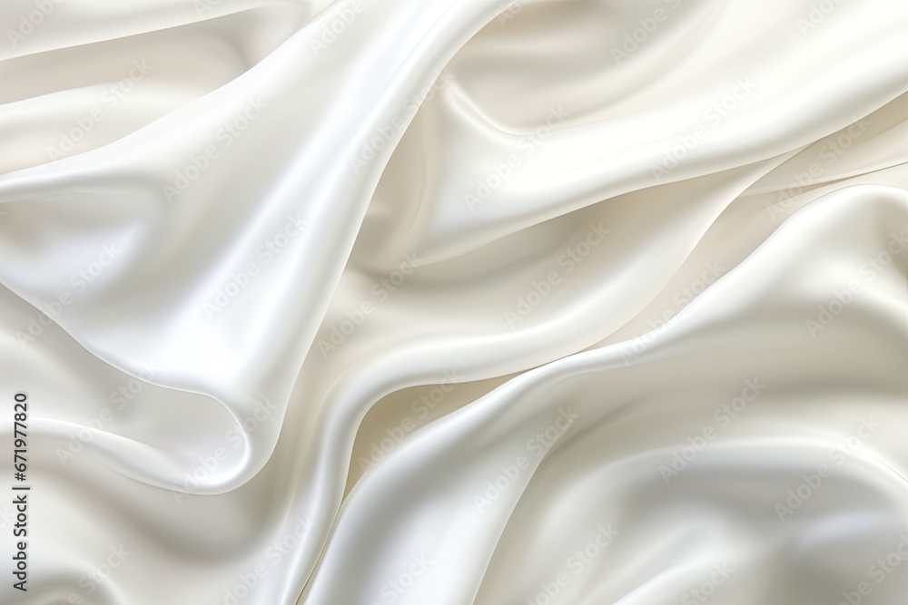 Obraz premium Silk Spectrum: White Satin Cloth Background with Wavy Folds in the Wind