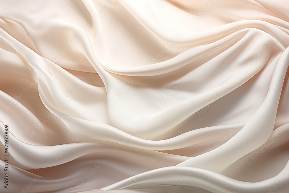 Silk Swirls: Soft Waves on a White Cloth Background Silk Swirls: Soft Waves on a White Cloth Background