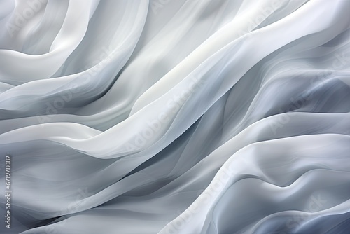 Silken Expanse  Gray Satin Panorama with Beautiful Soft Blur Patterns on White