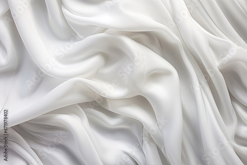Silken Whirl: Abstract Soft Waves of White Fabric for Background