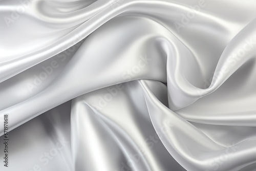 Silver Silk Swirls: Captivating White Gray Satin Texture Background