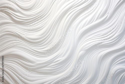 Snowy Swirls: Abstract Waves on White Cloth Background