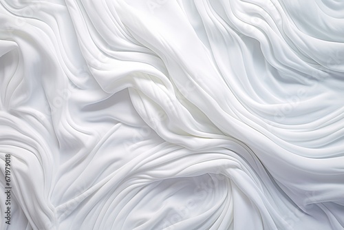 Snowy Swirls: Abstract Waves on White Cloth Background - A Harmonious Dance of Winter Majesty