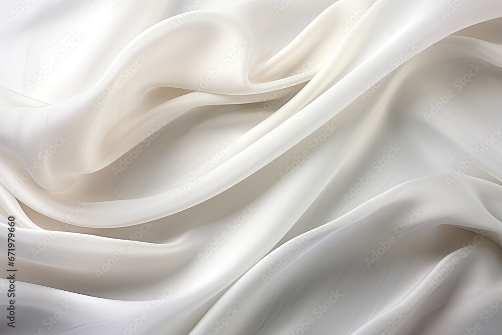 Fototapeta premium Satin Texture: Sweeping View of White Silver Fabric with Soft Blur Pattern