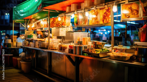 abstract image of food stall at night market festival for background usage