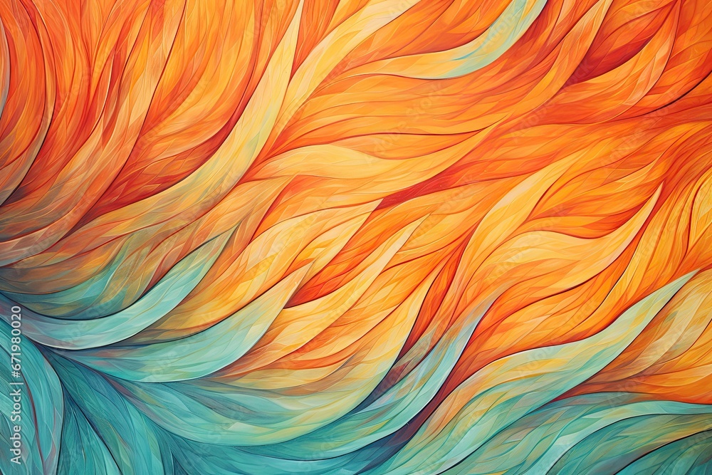 Tangy Twirls: Orange Geometric Curves Delivering a Vibrant Abstract Background