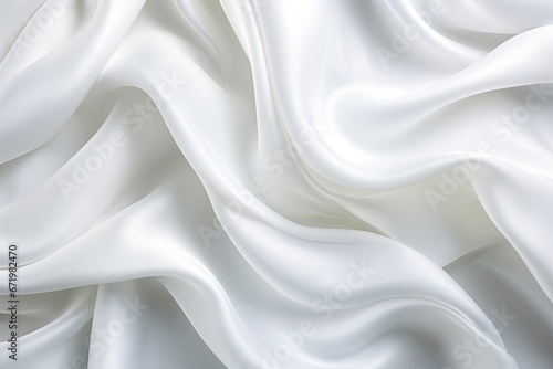 Whispering Waves: Abstract Soft Waves on a White Cloth Background photo