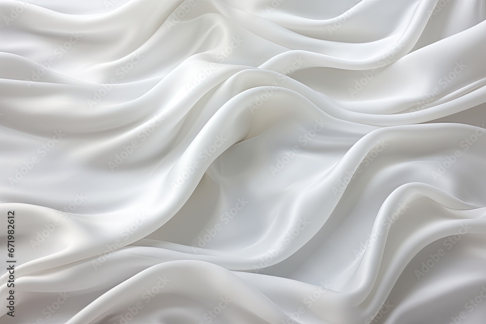 Whispering Waves: Soft Waves, White Cloth Background, Fluid Simulations