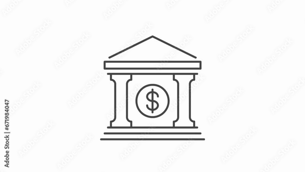 Bank icon animation with dollar icon rolls around. Banking icon animation. More elements in our portfolio. Bank icon animation with dollar icon rolls around. Banking icon animation. More elements in our portfolio.