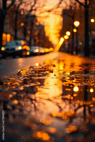 City Alley After Rain Abstract Background