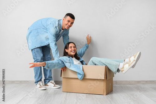 Happy young man with his wi...