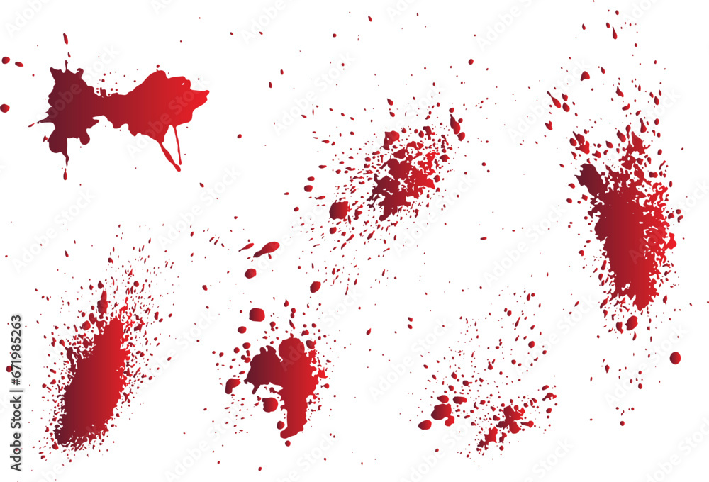 Blood spatter realistic vector background set
