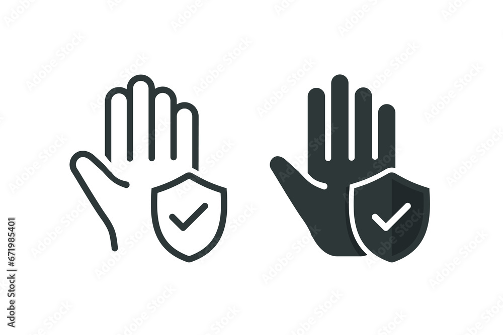 Obraz premium Hand with shield checklist. Illustration vector
