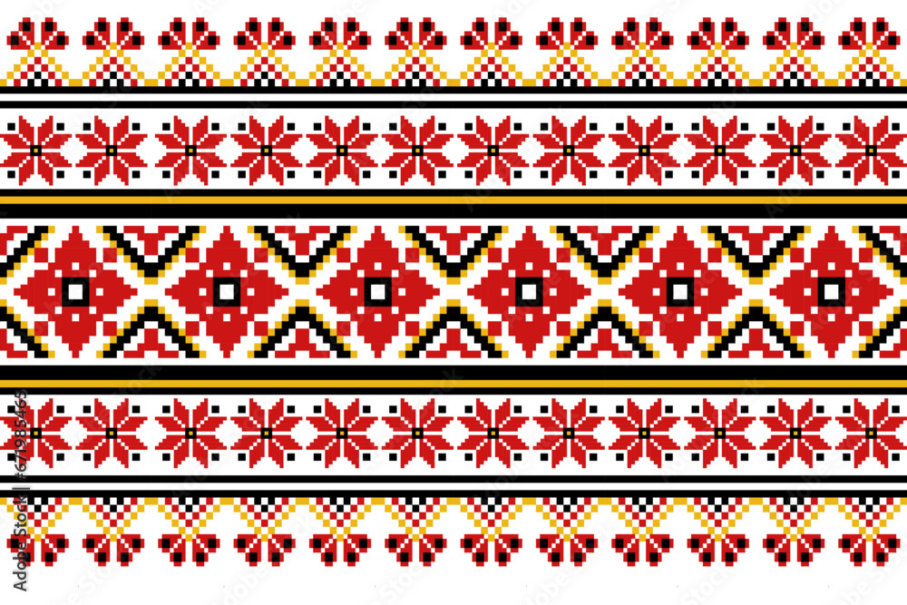 Beautiful pattern created with pixels, floral vector, illustration, design for texture, fabric, clothing, wrapping, decoration, sarong, print, Thai style. Beautiful pattern created with pixels, floral vector, illustration, design for texture, fabric, clothing, wrapping, decoration, sarong, print, Thai style.