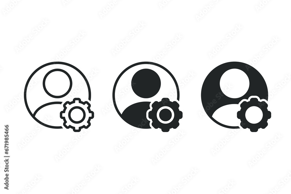 Person profile with gear icon. Illustration vector Person profile with gear icon. Illustration vector