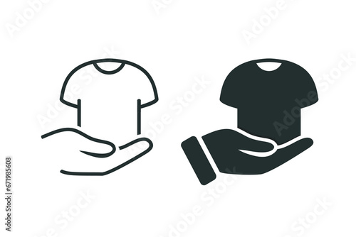 Hands carrying clothes. illustration vector