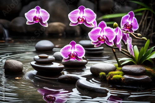 zen stones and orchid