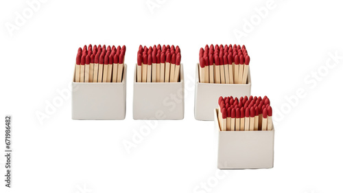 Set of match boxes and matchsticks isolated on white background