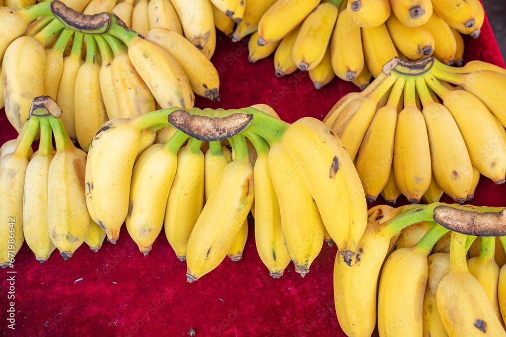 fresh bananas on sale horizontal composition