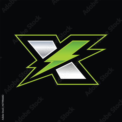 X Logo with lightning letter concept for template