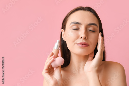 Young woman with closed eye...
