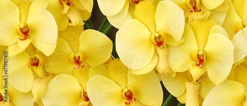 Bunch of yellow orchid flowers detailed texture background from Generative AI
