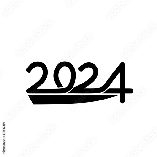 Vector design illustration of custom minimalist text with the numbers 2024 in black to welcome the new year 2024