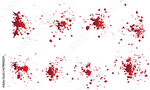 Set of blood drop and splatter isolated background