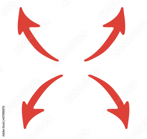 シンプルな赤い矢印のイラストセット