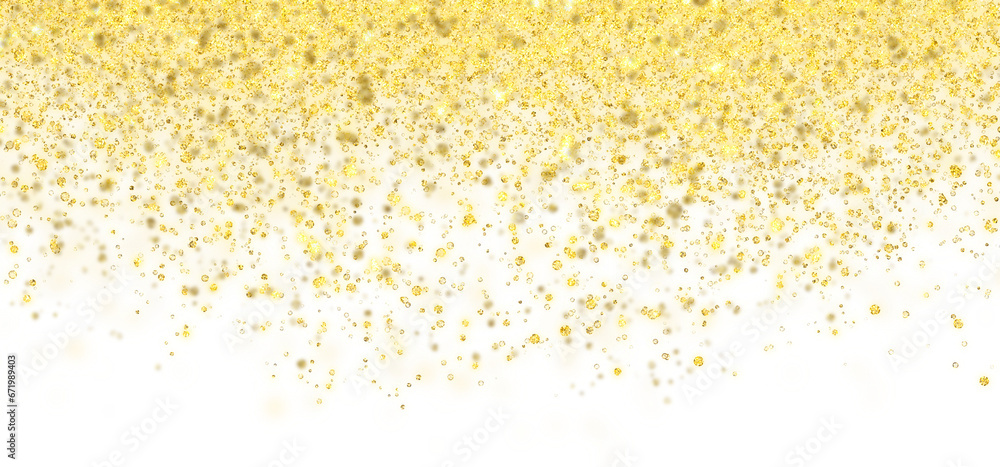 gold sparkles on an isolated transparent background