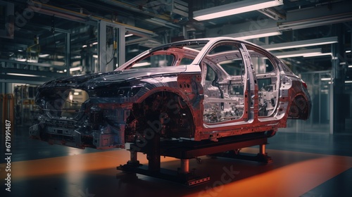 A time-lapse image capturing the entire process of a car being assembled from start to finish.close up