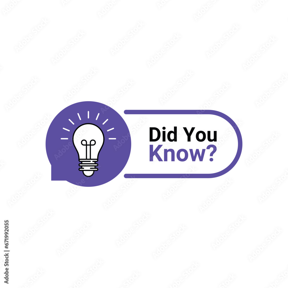 Did You Know? Logo design with light bulb, idea box, quote for interesting fact. . Banner design for business, marketing and advertising. Loudspeaker Vector illustration Did You Know? Logo design with light bulb, idea box, quote for interesting fact. . Banner design for business, marketing and advertising. Loudspeaker Vector illustration