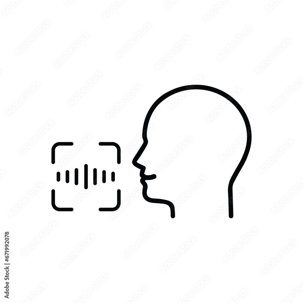Access Identification by Voice to Smartphone Line Icon. Command Voice ID Recognition Technology Outline Pictogram. Speak for Access. Verification Symbol. Editable Stroke. Isolated Vector Illustration. Access Identification by Voice to Smartphone Line Icon. Command Voice ID Recognition Technology Outline Pictogram. Speak for Access. Verification Symbol. Editable Stroke. Isolated Vector Illustration.