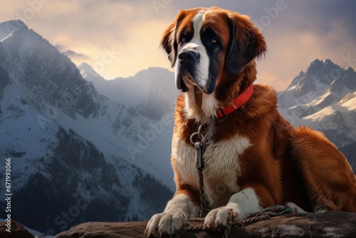 Rescue dog in the mountains AI