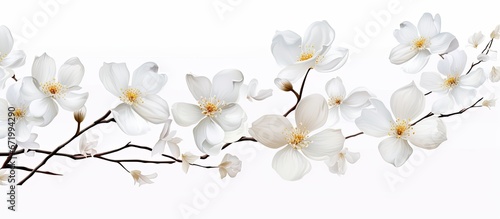 Infrared set with an isolated background featuring a watercolor illustration effect of a white flowering dogwood branch ideal for photo manipulation and as a floral graphic design element f photo