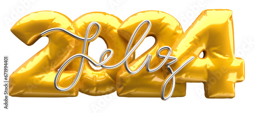Photography FELIZ ANO NOVO 2024 SELO 3D OURO PRATA
