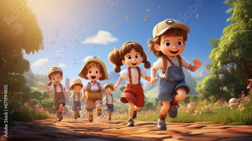 National Children Day 13th January cartoon style 3D Generative AI © Aukid