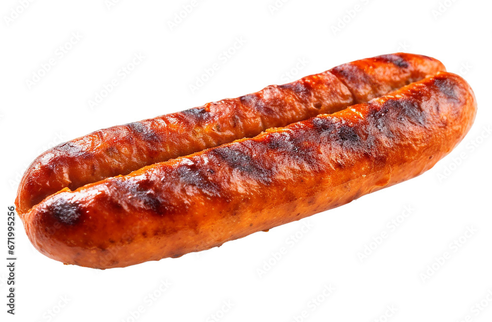 Two grilled sausages isolated on transparent or white background, png Two grilled sausages isolated on transparent or white background, png
