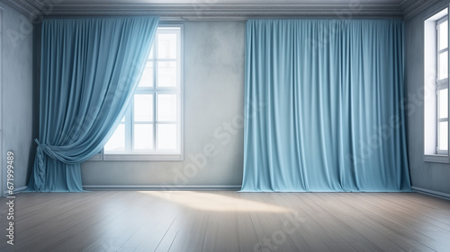 Blue luxury curtains for doors and windows home decorations for living room and modern style  stage curtain and backdrop for photography 